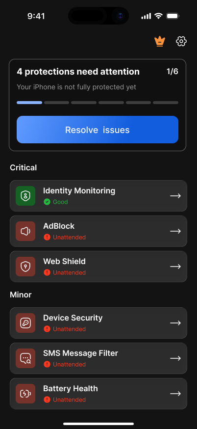 Aegis Web Shield screen